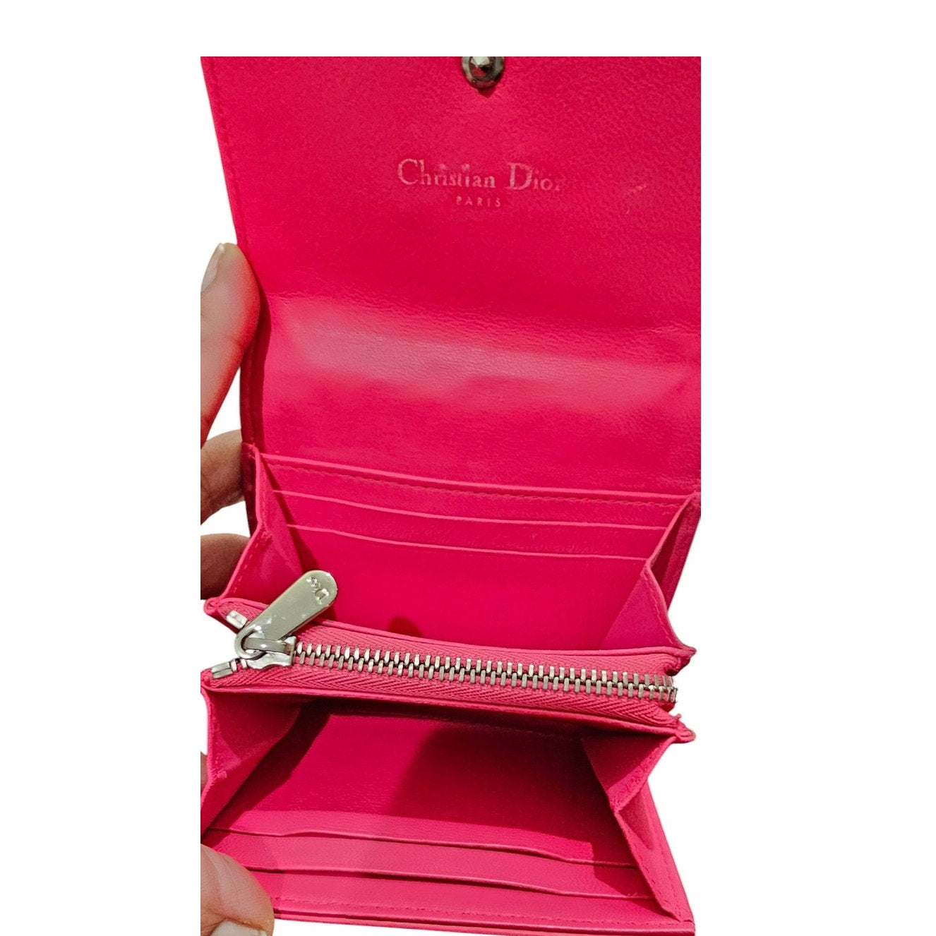 Christian Dior Diorama Trifold Wallet in Pink Leather