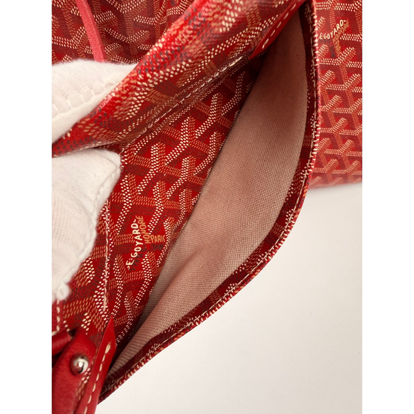 GOYARD Herringbone Saint Louis GM Tote Bag PVC with Pouch Red