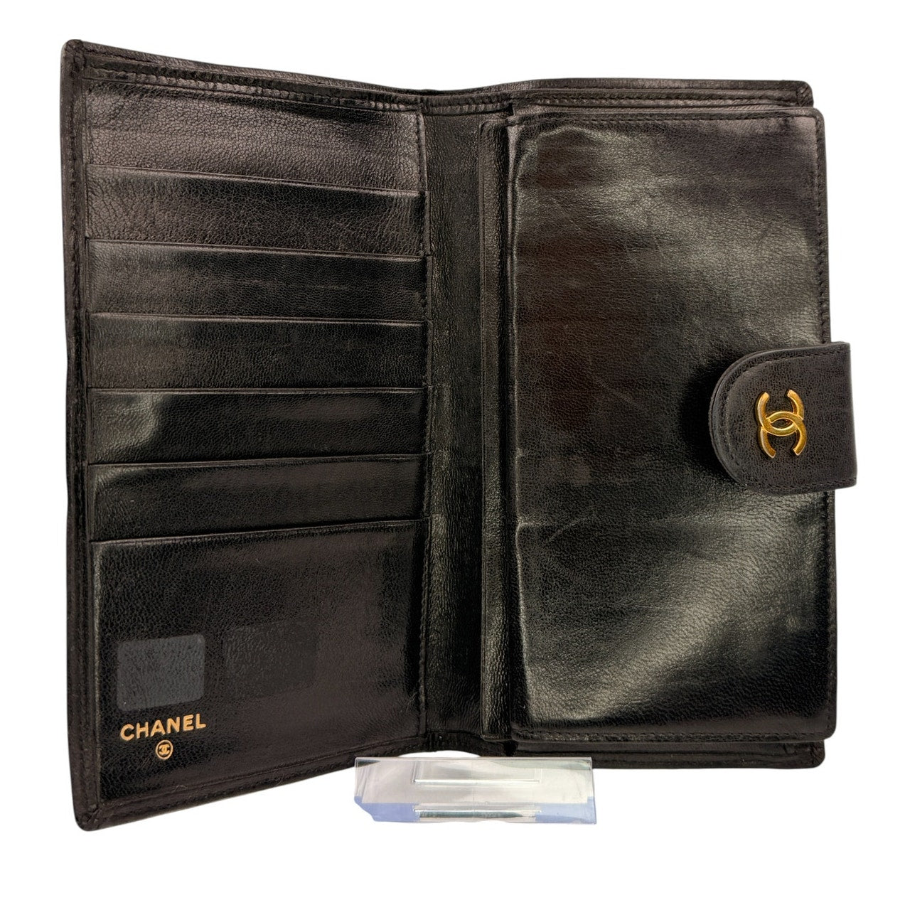 Chanel Black Quilted Lambskin Leather Long French Purse Wallet