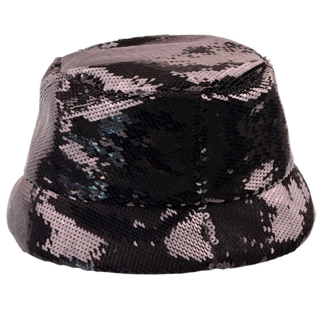 Prada logo-embellished sequined black bucket hat -LARGE