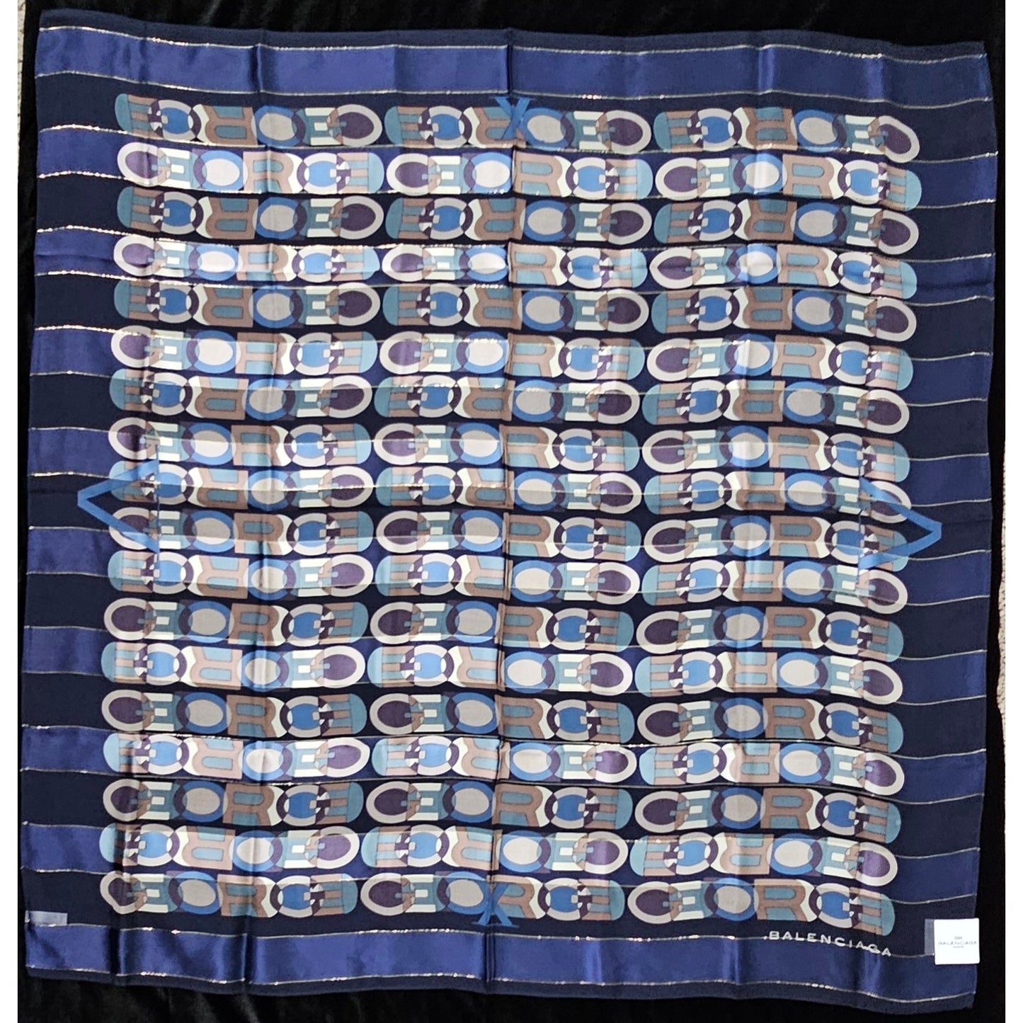 NWT Vintage Balenciaga Geomatric Abstract Baroque Theme Silk Scarf