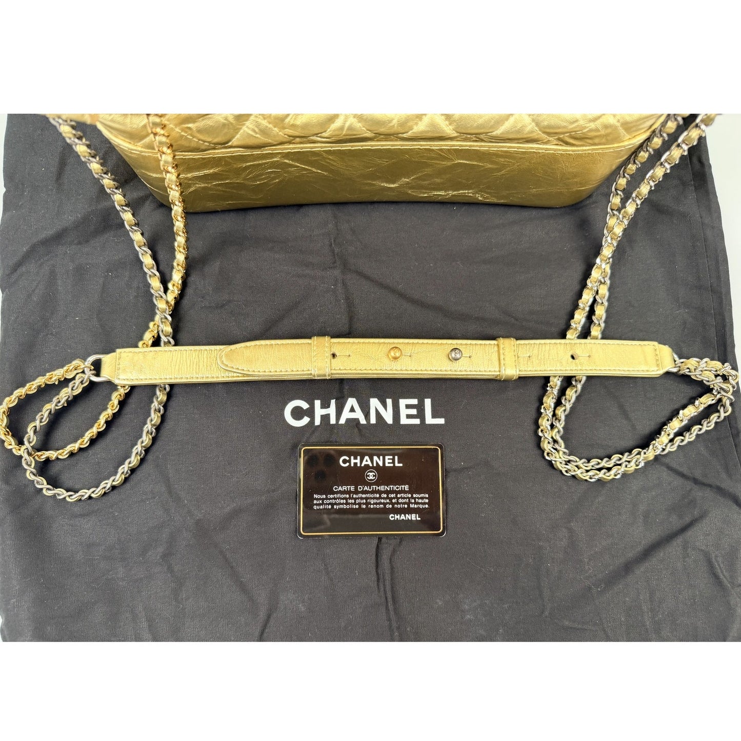 Chanel Gabrielle Gold Aged Calfskin Large Leather Handbag