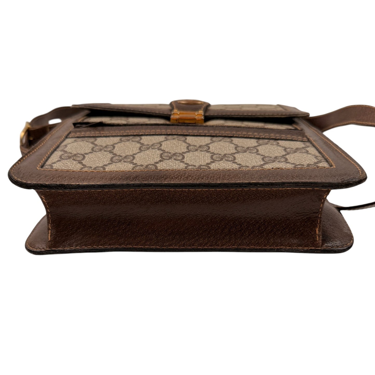 Gucci Vintage Vertical Canvas Shoulder Bag with Monogram and Stripes
