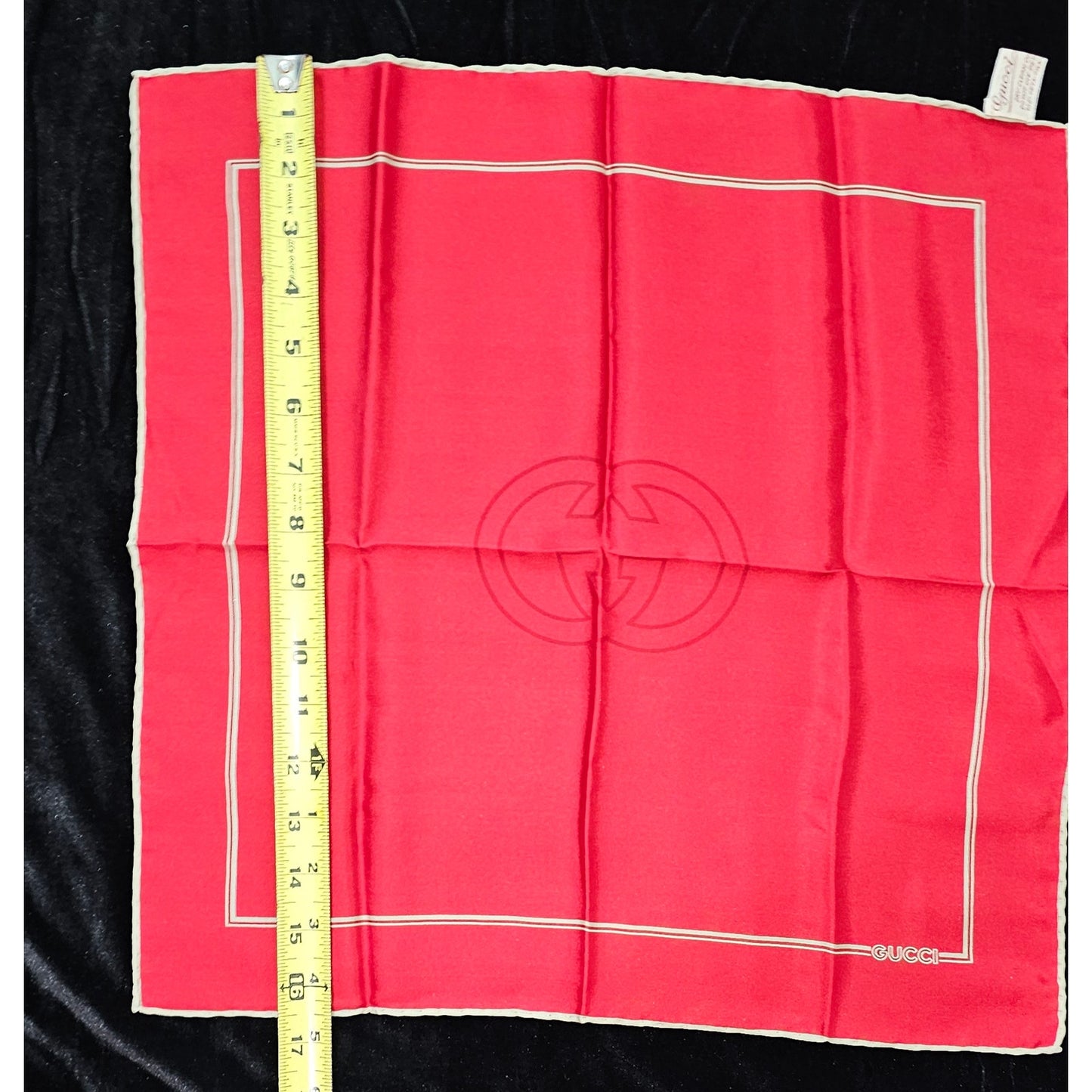 RED Gucci Silk GG Logo Pocket Square /Handkerchief