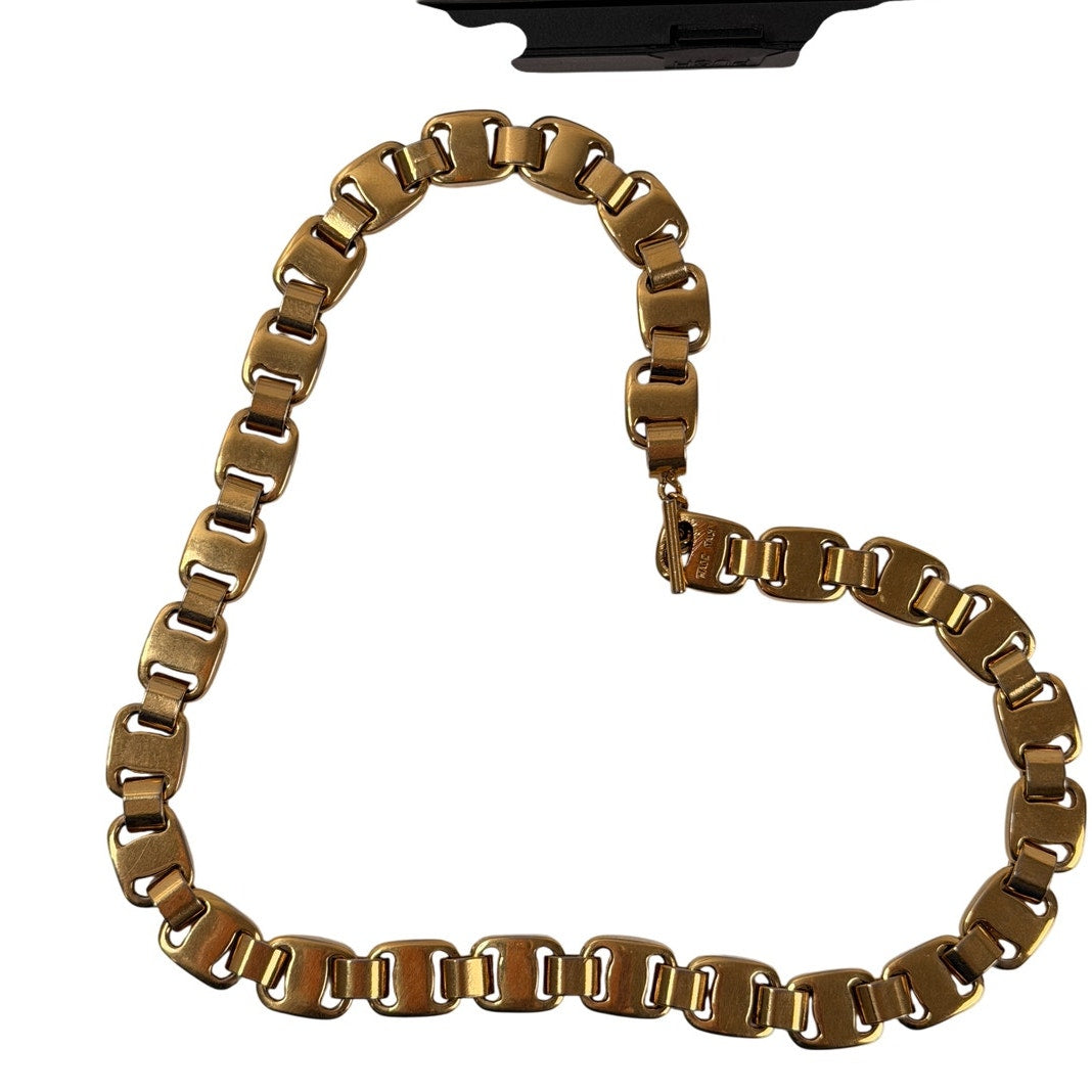 Salvatore Ferragamo Gold Plated Chain Vintage Necklace