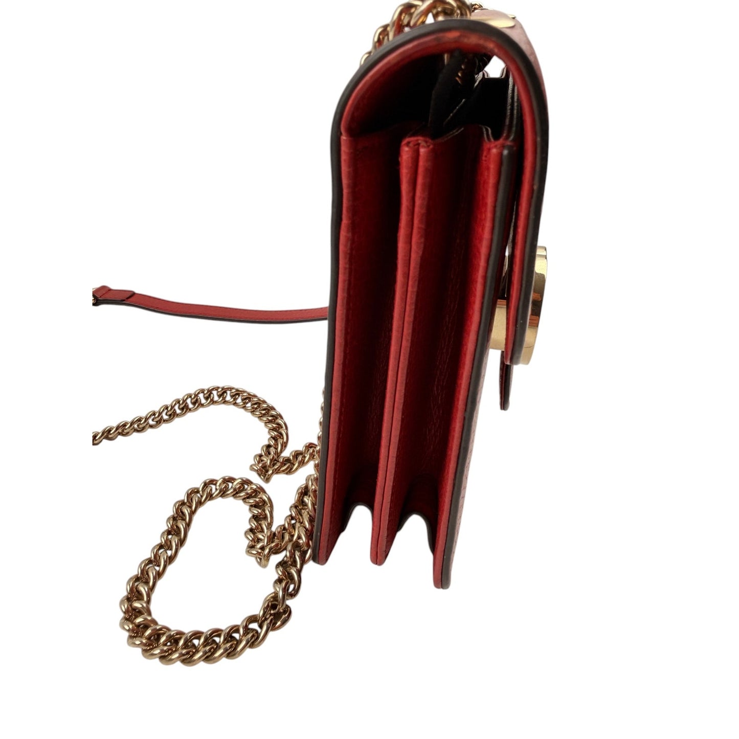 Gucci Interlocking G Leather Shoulder Bag Red