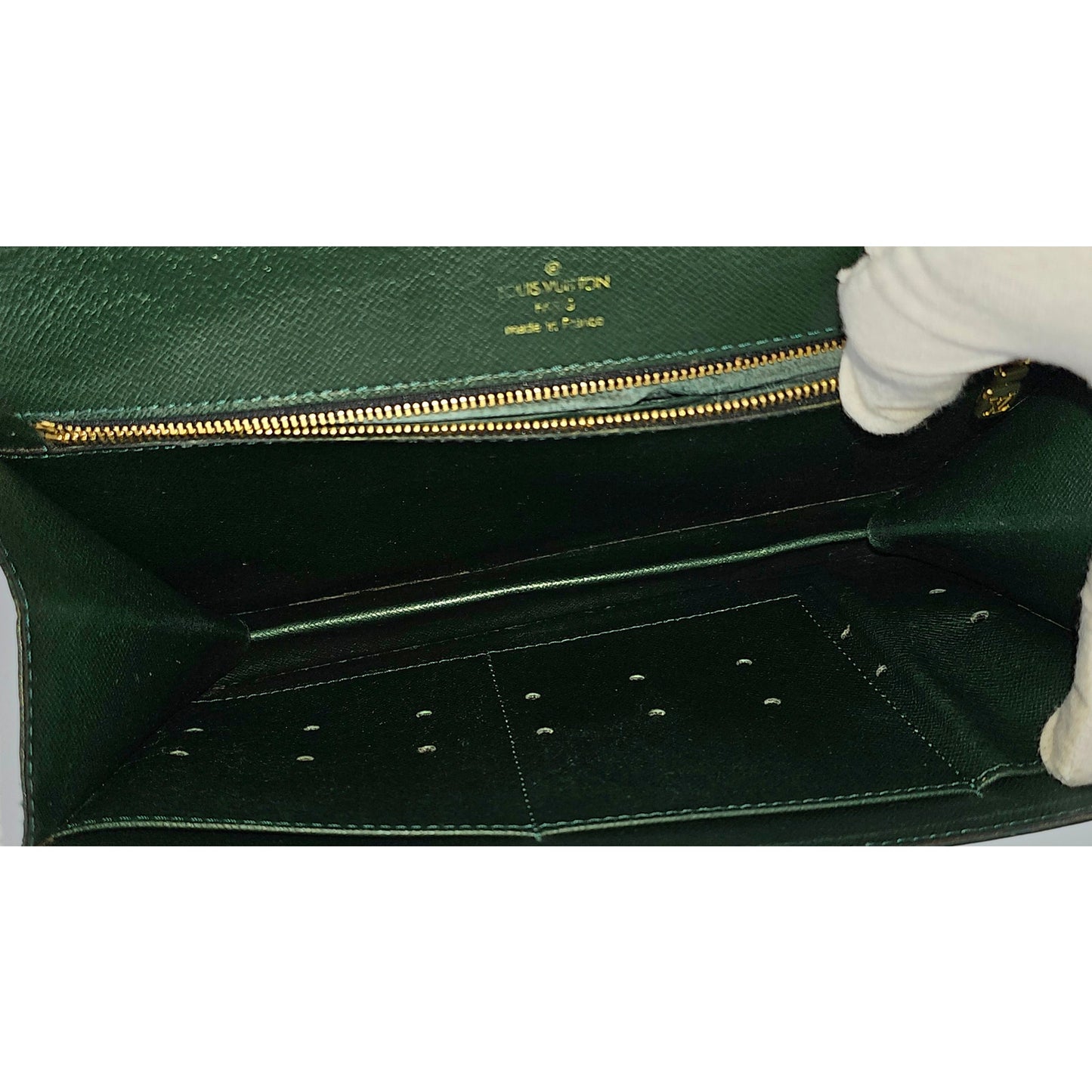 LOUIS VUITTON Pochette Clutch Bag Green Taiga Leather