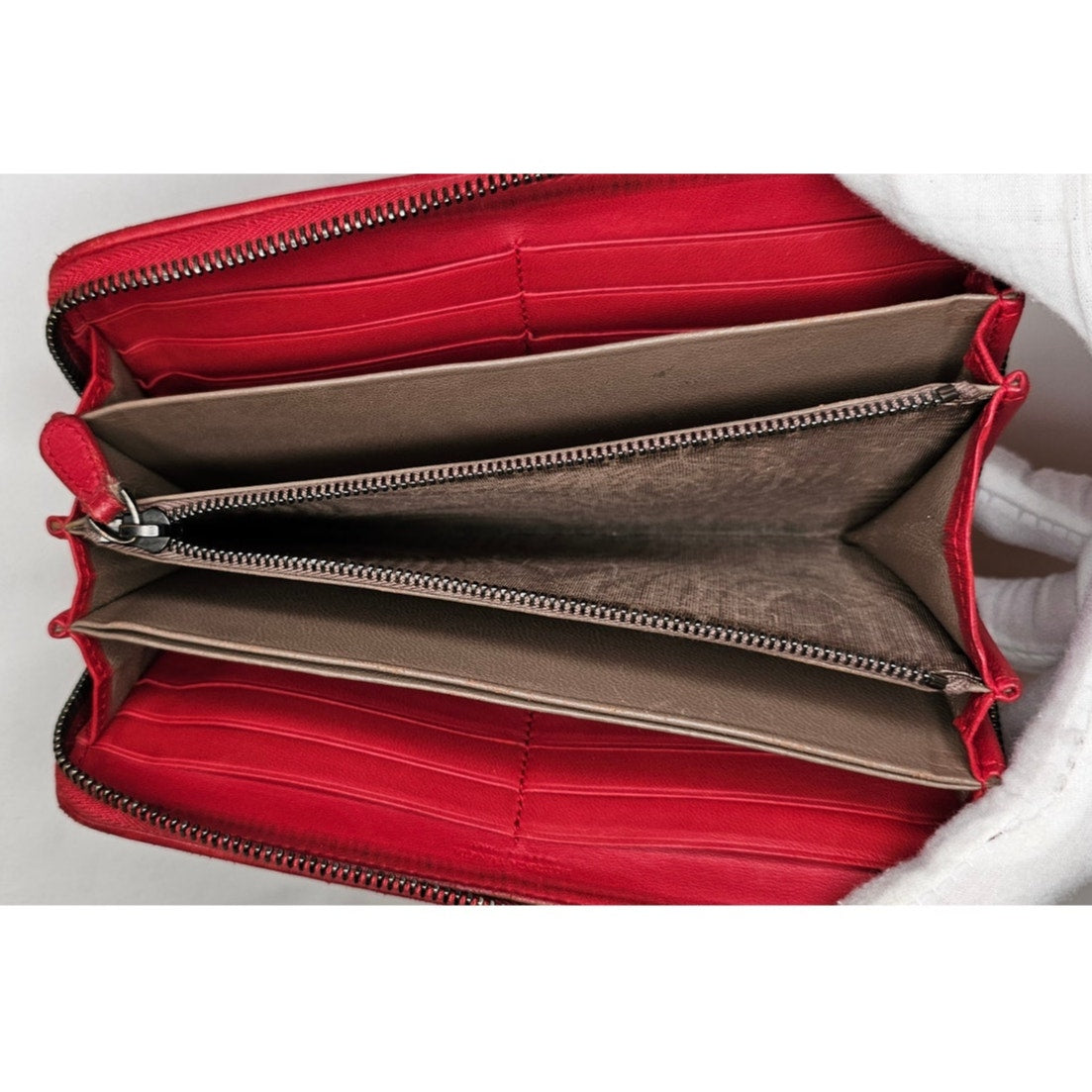 Bottega Veneta Intrecciato zip-around long wallet in red leather