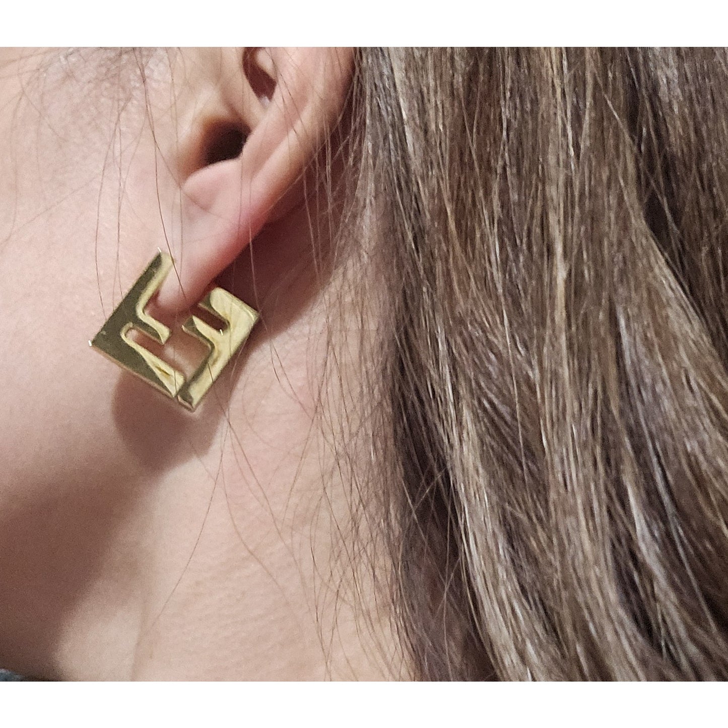 Fendi Gold FF Logo Earrings