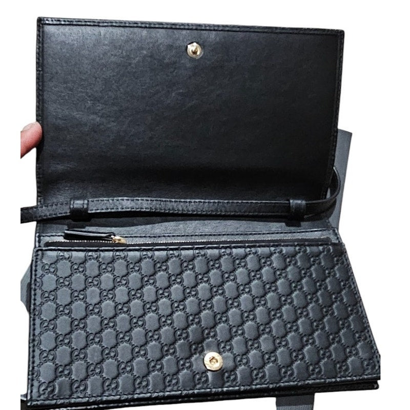 Gucci  Microguccissima Crossbody Wallet on Strap Black