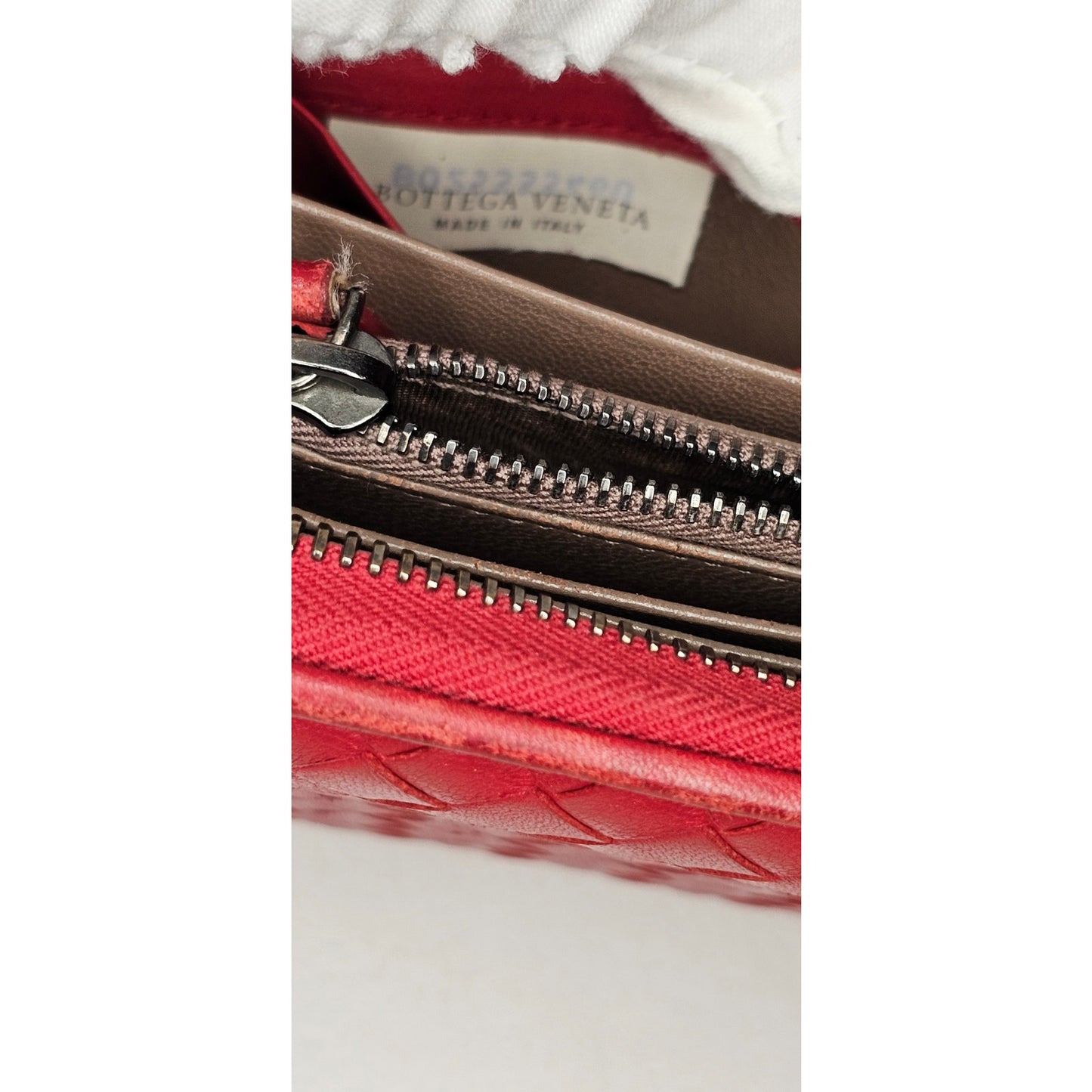 Bottega Veneta Intrecciato zip-around long wallet in red leather