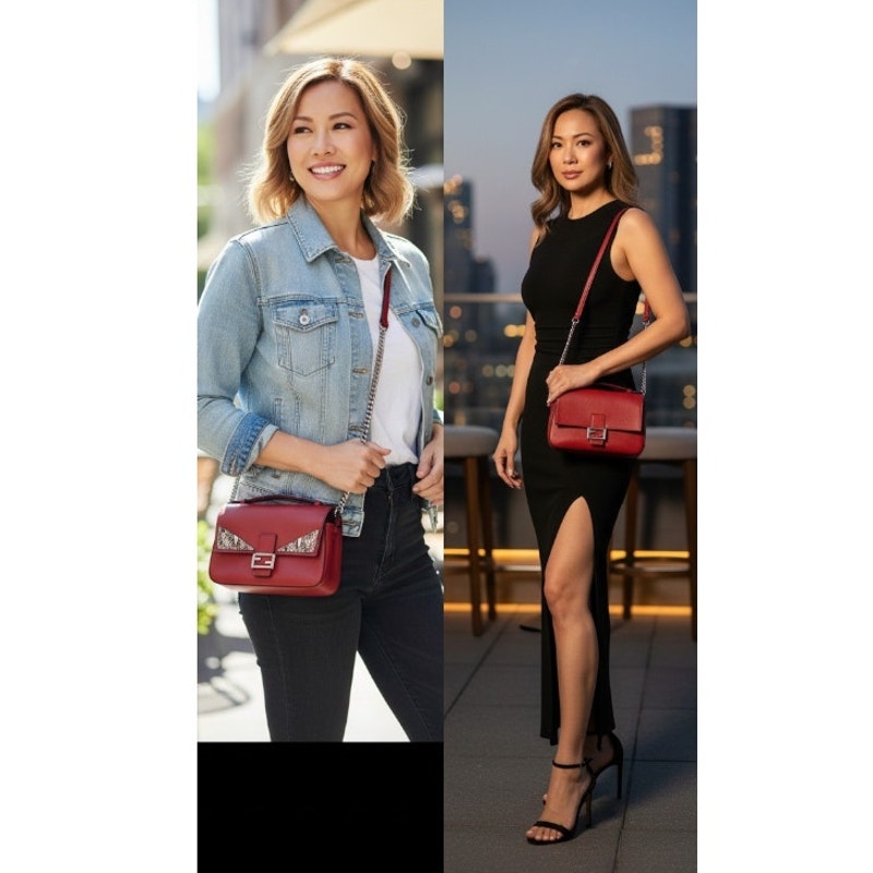 Fendi Micro Monster Baguette Bag red