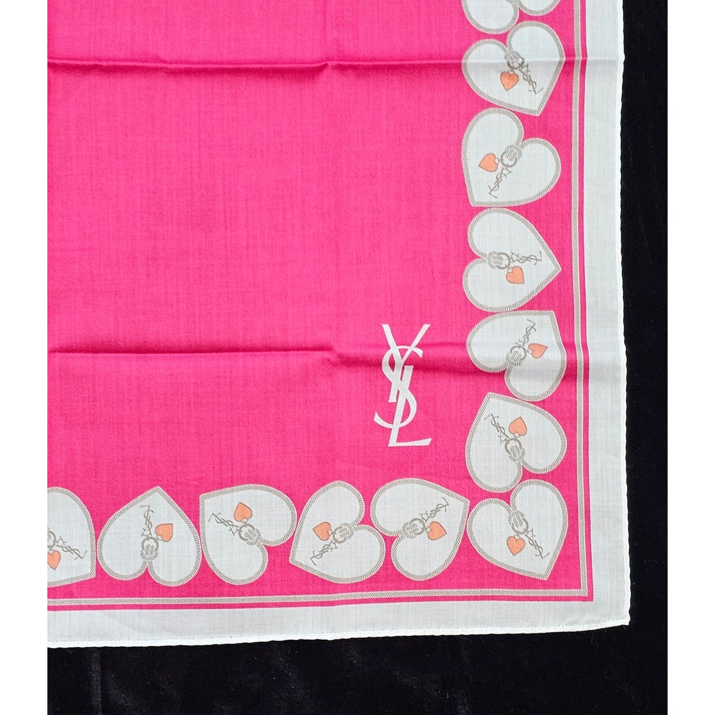Yves Saint Laurent Silk Heart Design Handkerchief