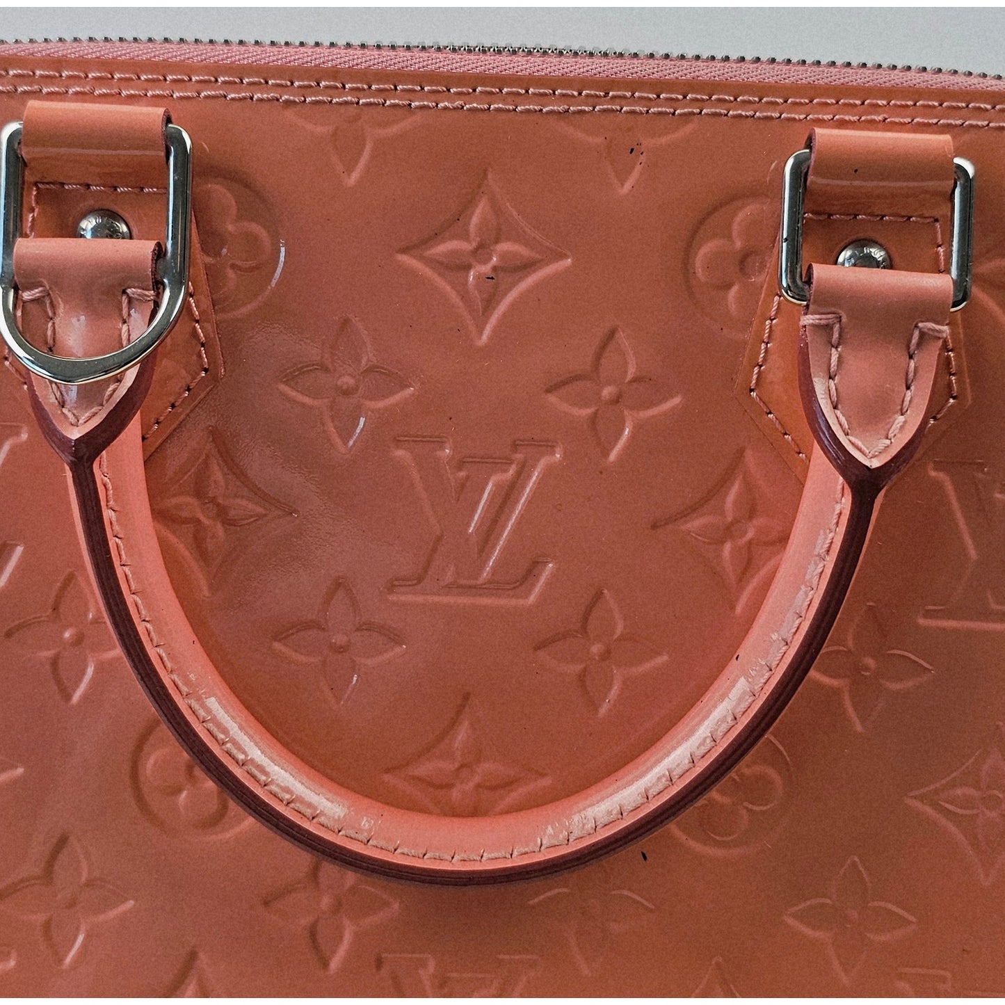 Louis Vuitton Rose Litchi Monogram Vernis Alma PM Bag