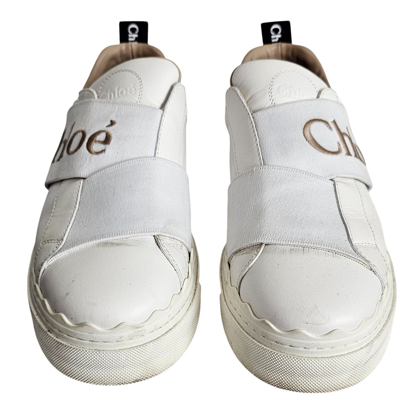 Chloé Lauren logo-strap leather slip-on sneaker Size 35