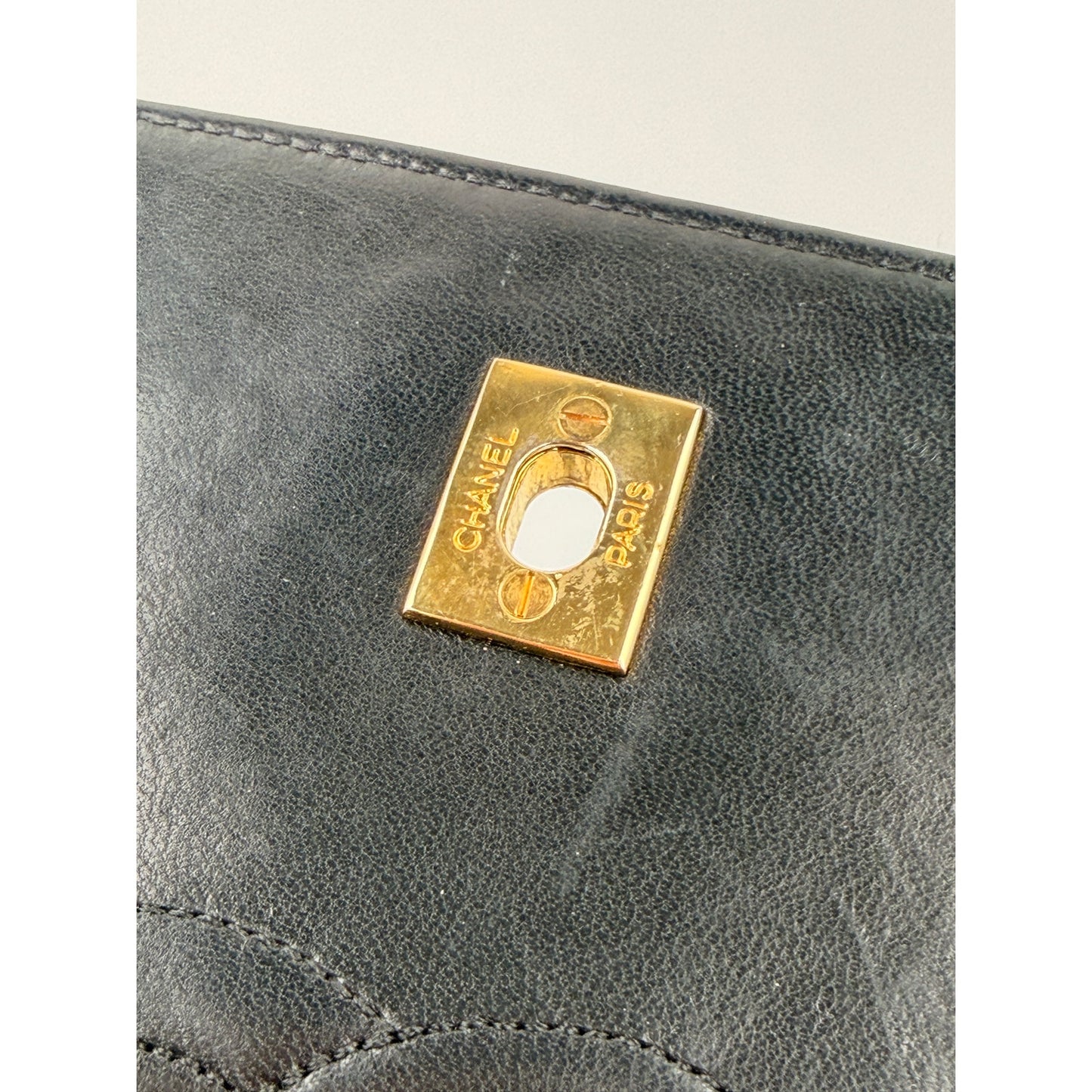 Chanel Vintage Black Quilted Trapezoid Flap Shoulder Bag with Wallet