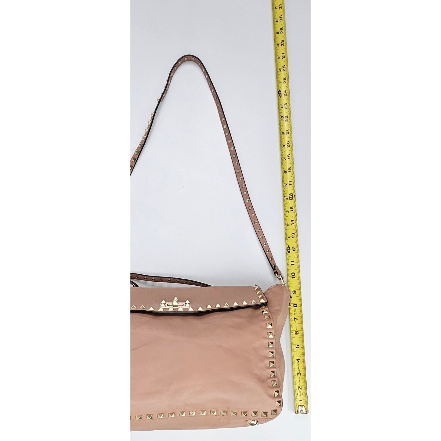 Valentino Taupe Leather Rockstud Crossbody Bag