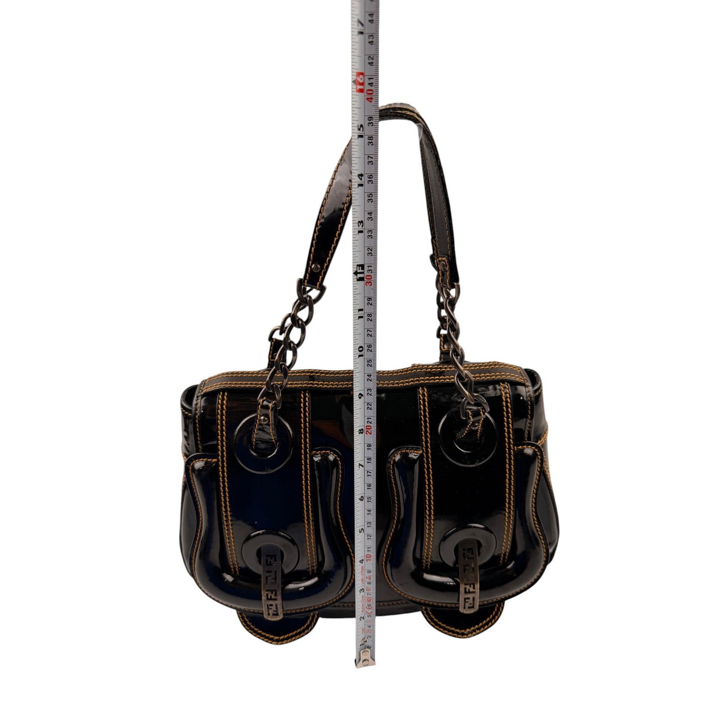Fendi Black Patent Leather B Bag