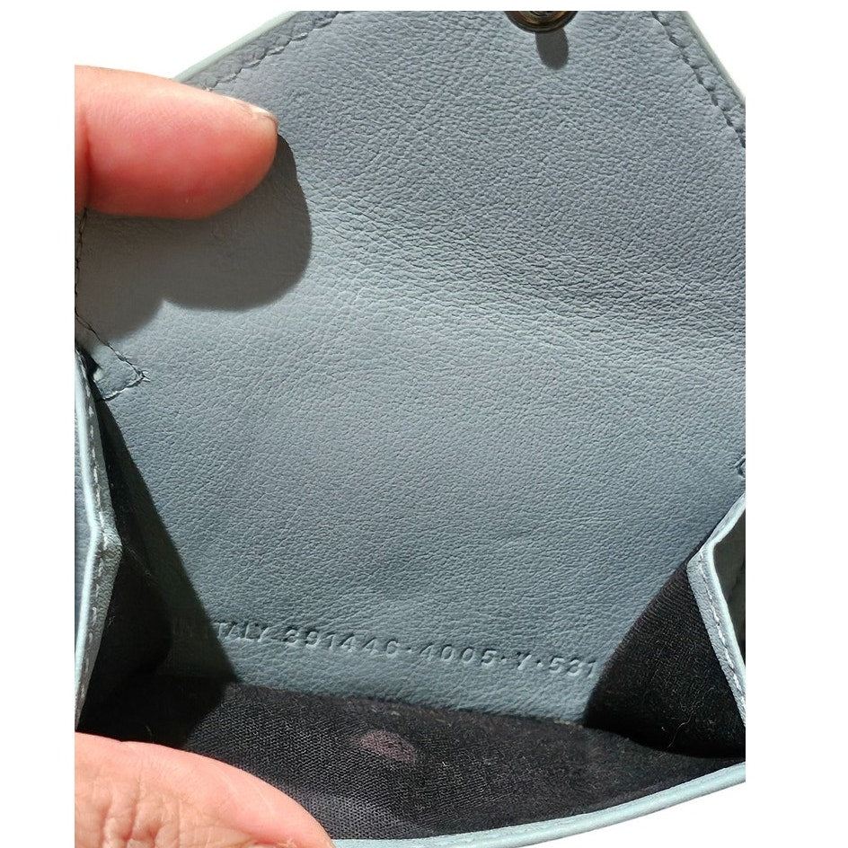 Balenciaga Papier Compact Wallet Blue Leather