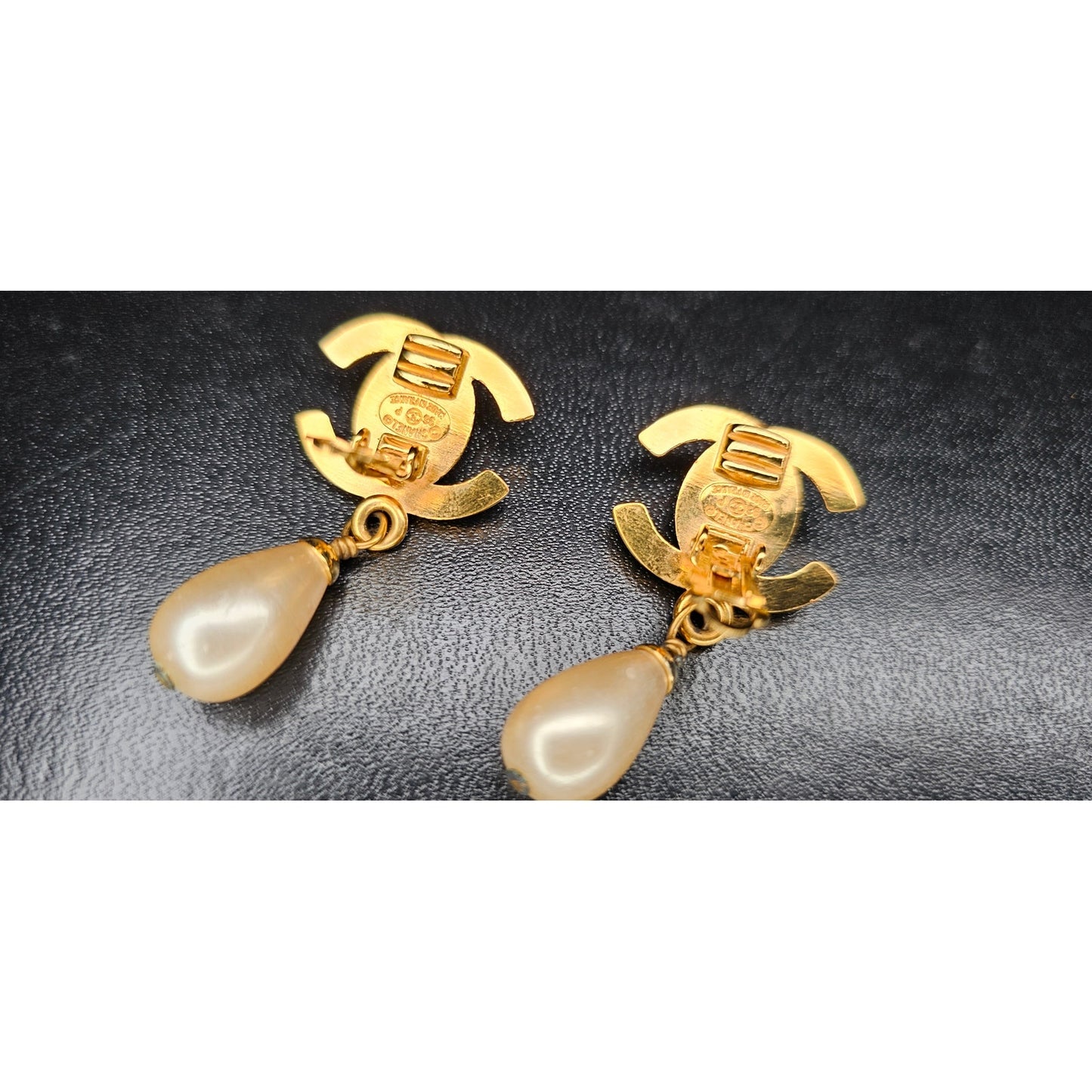 Chanel Classic CC Turnlock and Pearl Drop Earrings 24K Gold Plated