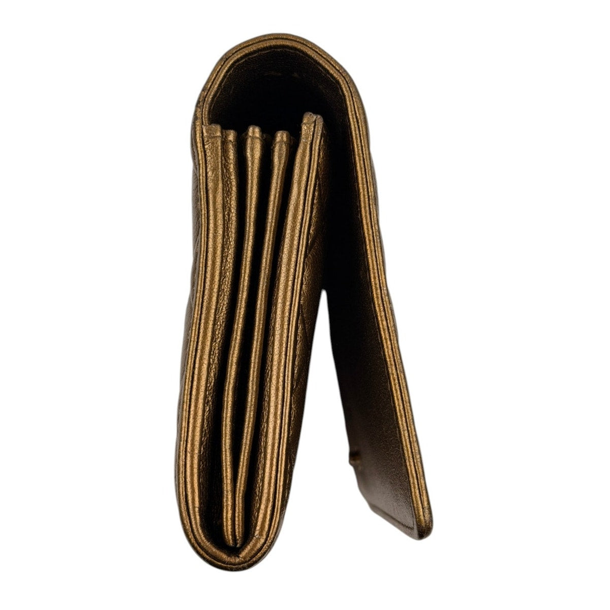 CHANEL Coco Mark Gold Matelasse Flap Wallet