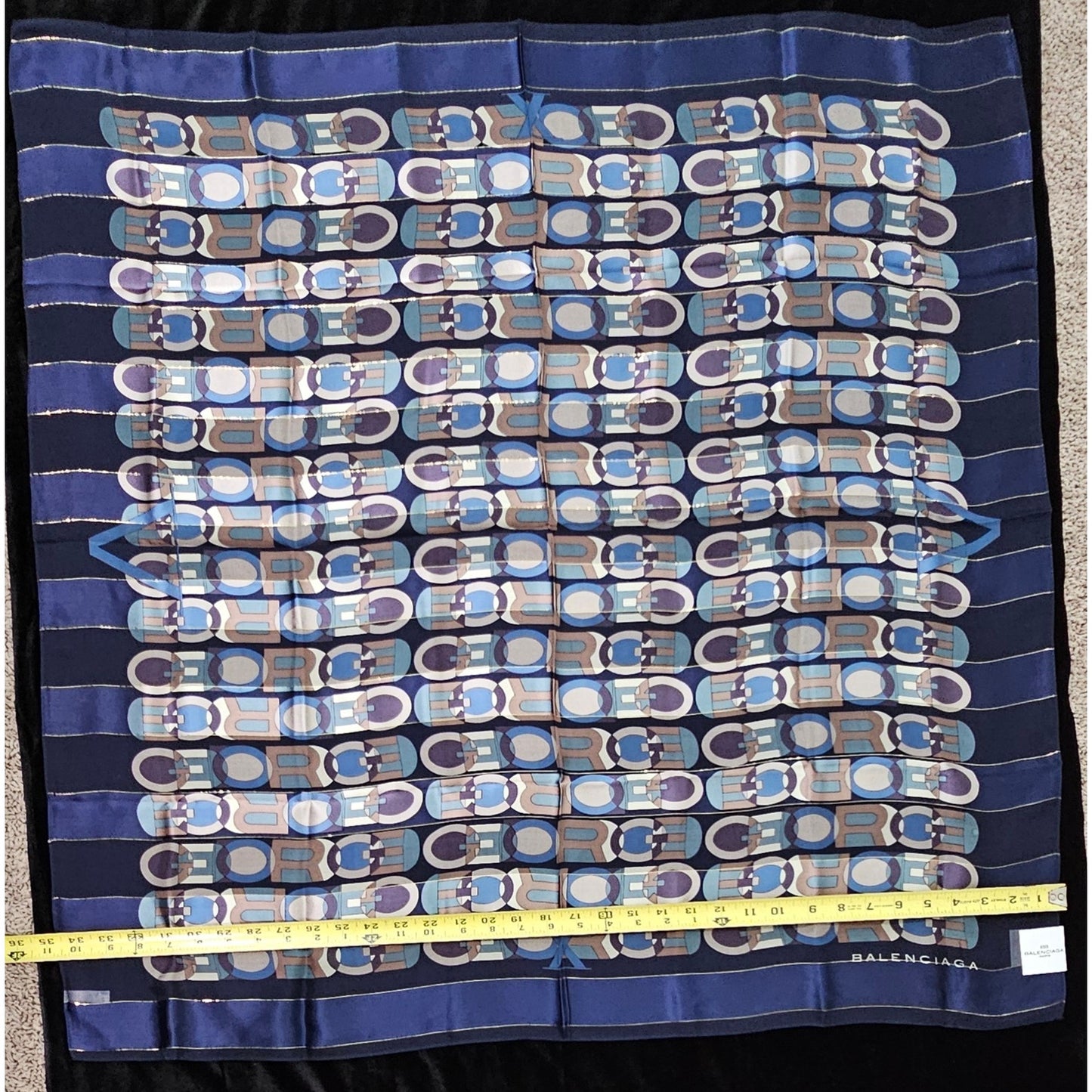 NWT Vintage Balenciaga Geomatric Abstract Baroque Theme Silk Scarf
