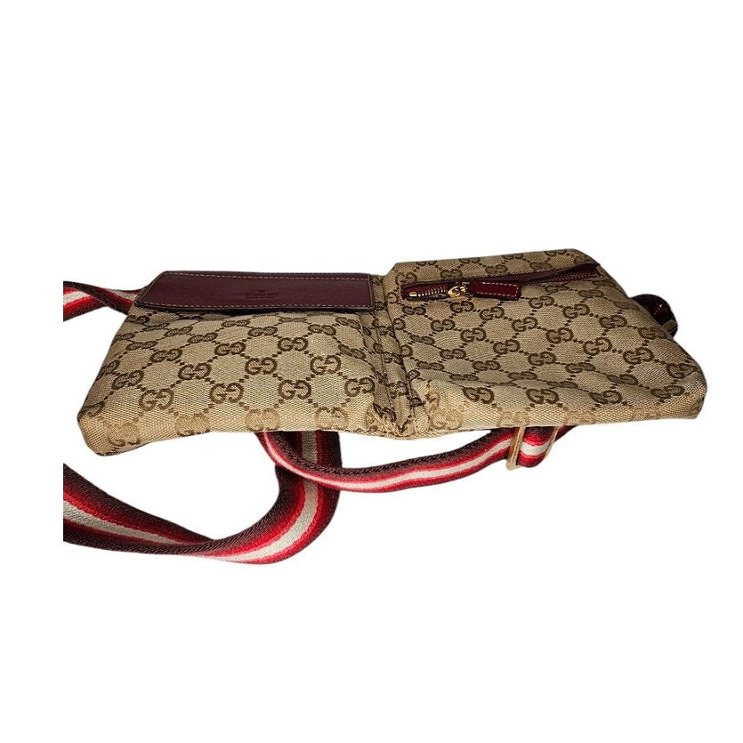 Gucci Pre-Owned GG Canvas & Leather Double Pocket Belt Bag