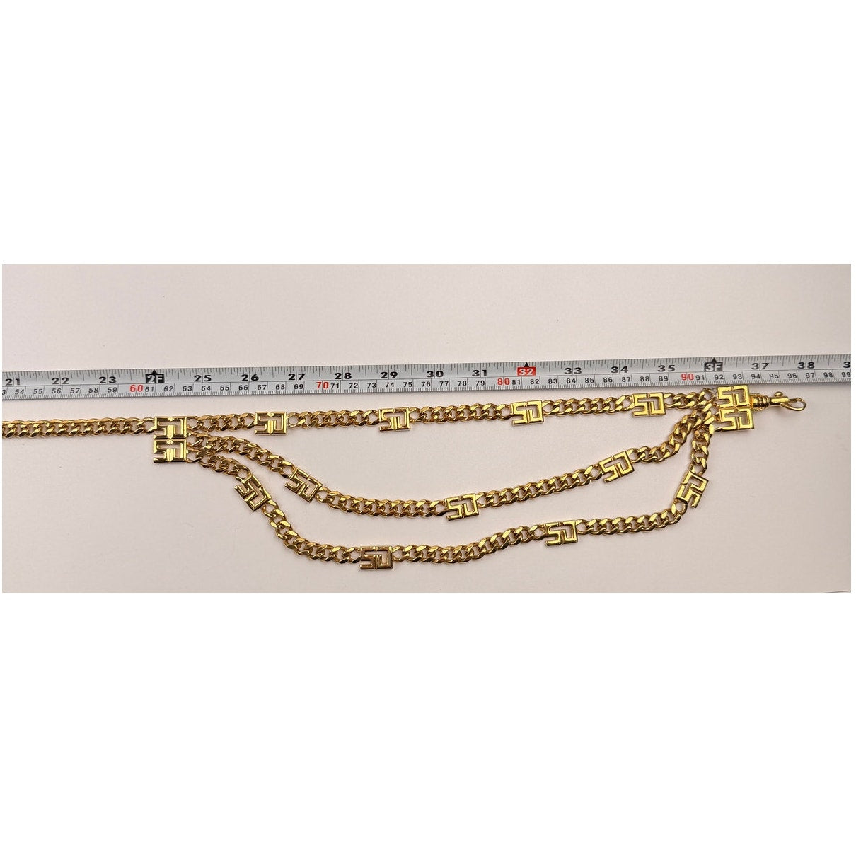 St. John Gold SJ Logo Layered Chain Belt Vintage