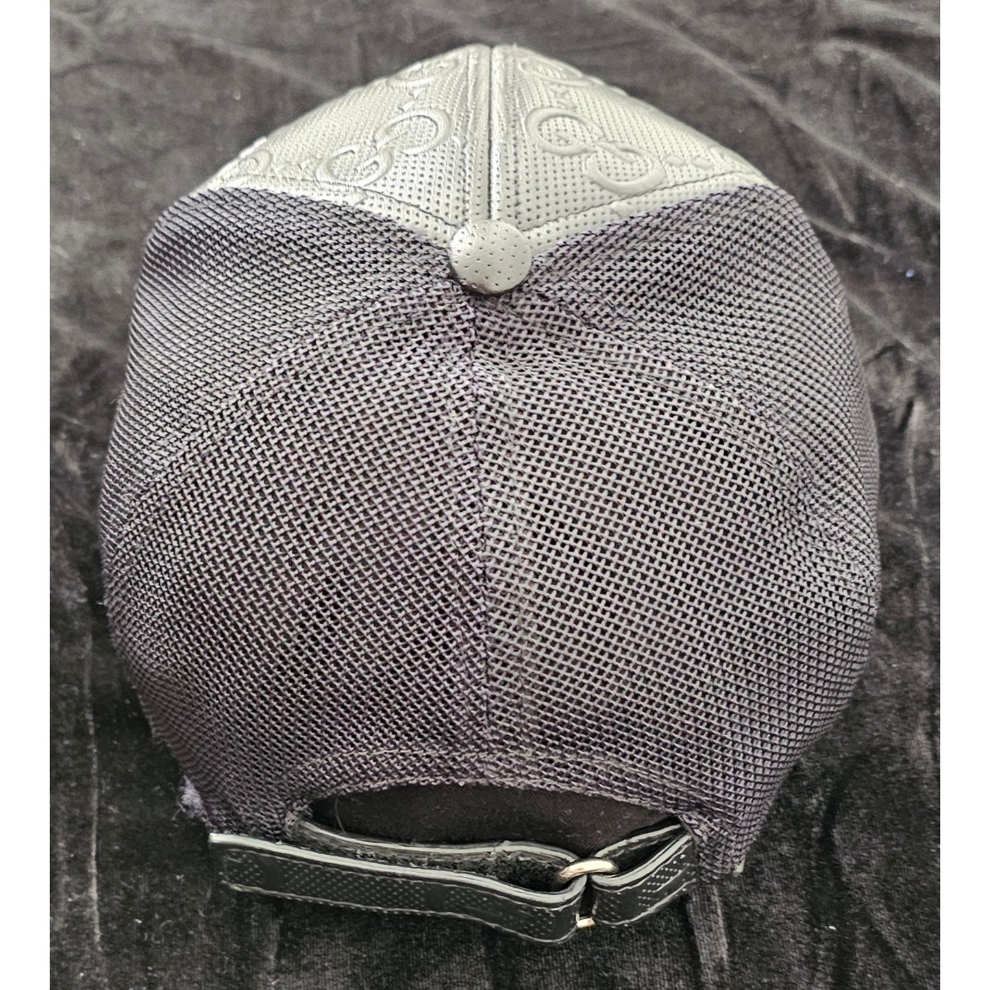 Gucci GG Embossed Perforated black Leather Baseball Cap