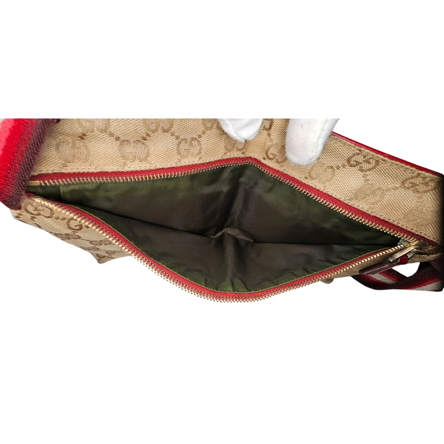 Gucci Pre-Owned GG Canvas & Leather Double Pocket Belt Bag