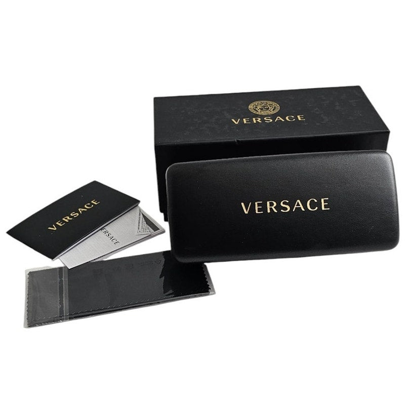 Versace men's VE2251 navigator/pilot sunglasses in a gold-tone steel frame with a white brow bar and dark grey lenses