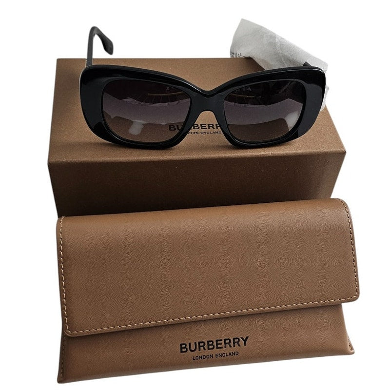 Burberry BE4410 square-frame sunglasses in black acetate with dark grey gradient lenses