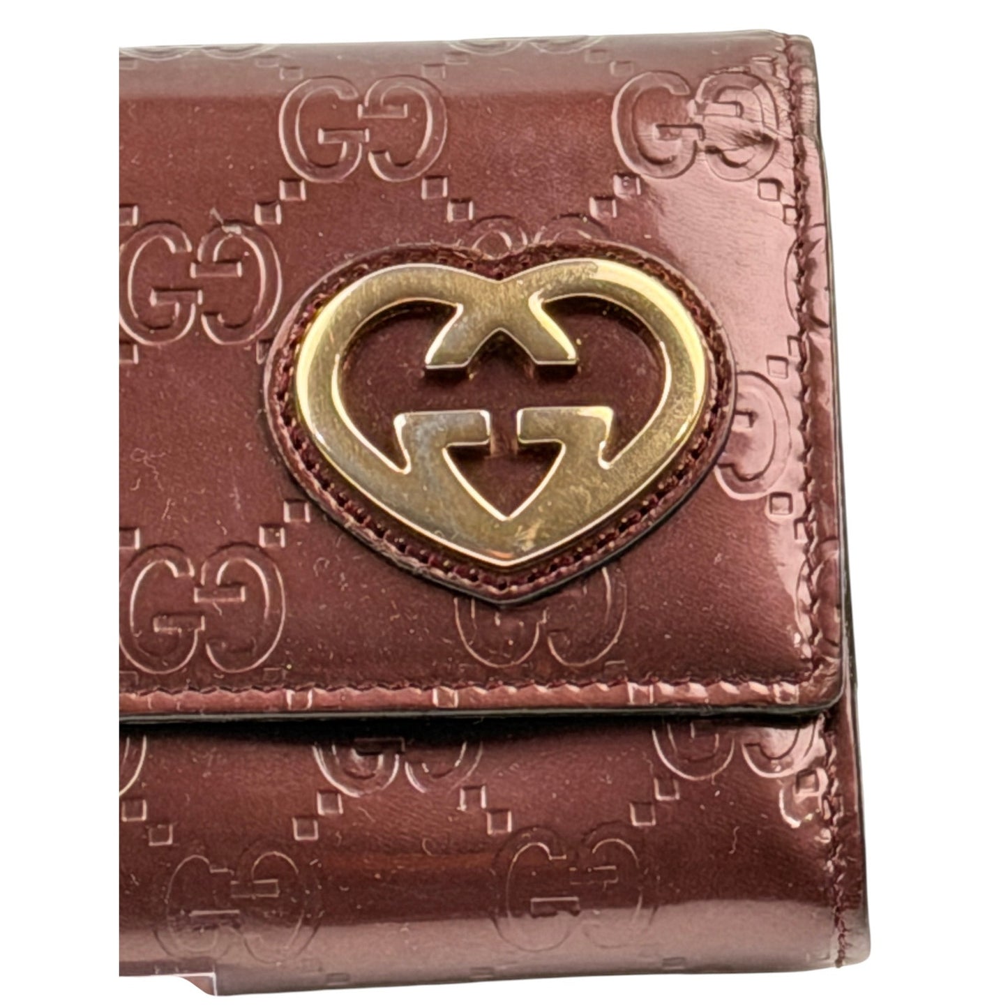 Gucci Guccissima Lovely Heart Continental Wallet Burgundy