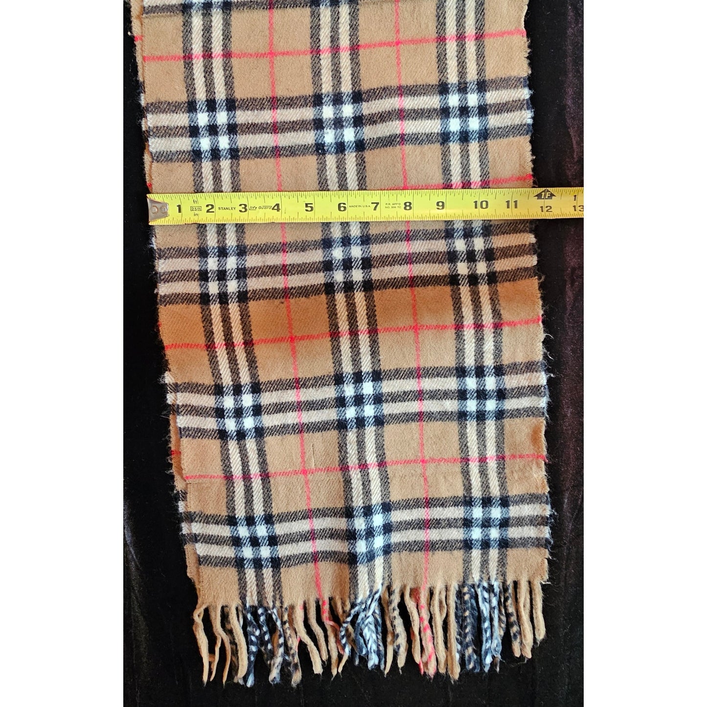 BURBERRYs of London 100% Lambswool BEIGE Scarf Shawl Nova Check Vintage Made In England