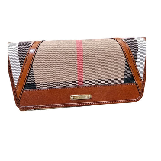 Burberry Brown/Beige House Check Fabric and Leather Leighton Continental Wallet