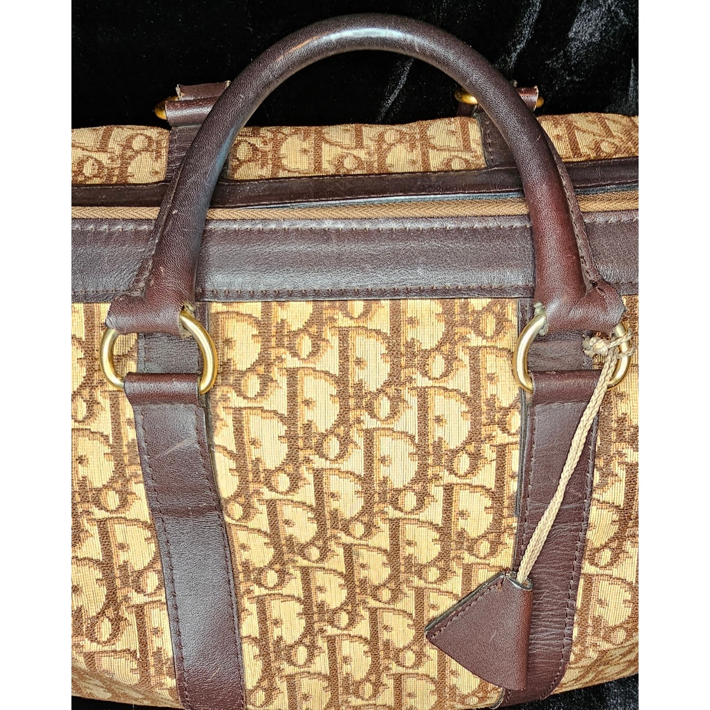 CHRISTIAN DIOR 1960s RARE Early Oblique Monogram Box Travel Bag