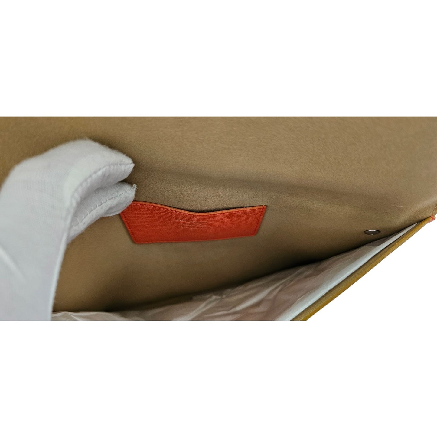 Salvatore Ferragamo Orange Pebbled Leather Clutch Bag
