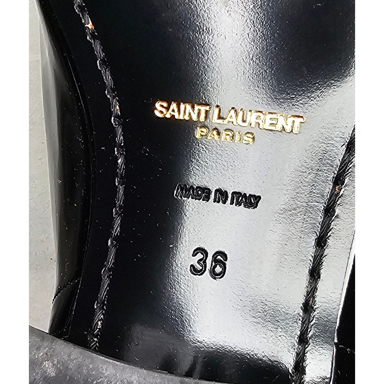 Saint Laurent Clementi Ankle Boot in black patent leathe