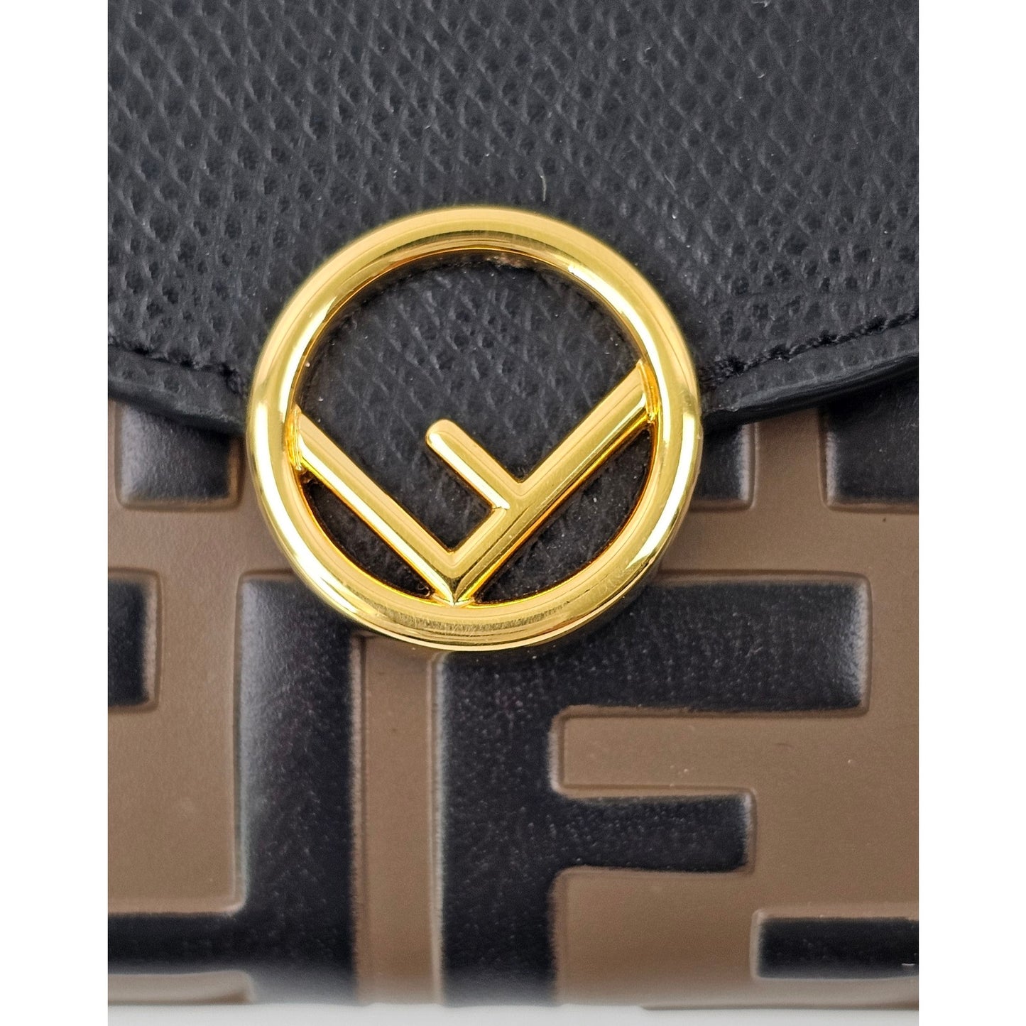 F is Fendi Continental Wallet on Chain Zucca Embossed Leather