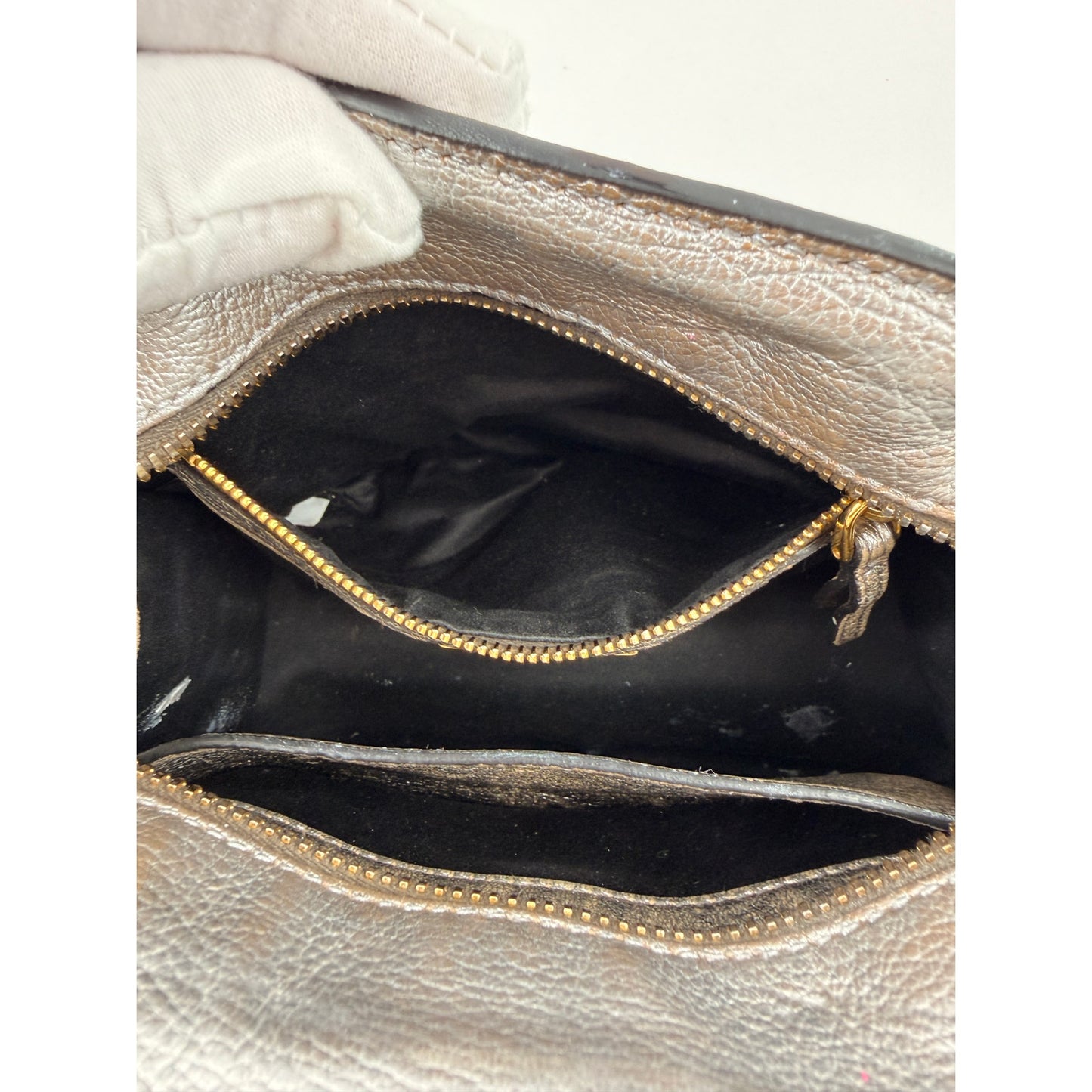 Miu Miu Silver Small Madras Bow-Embellished Tote