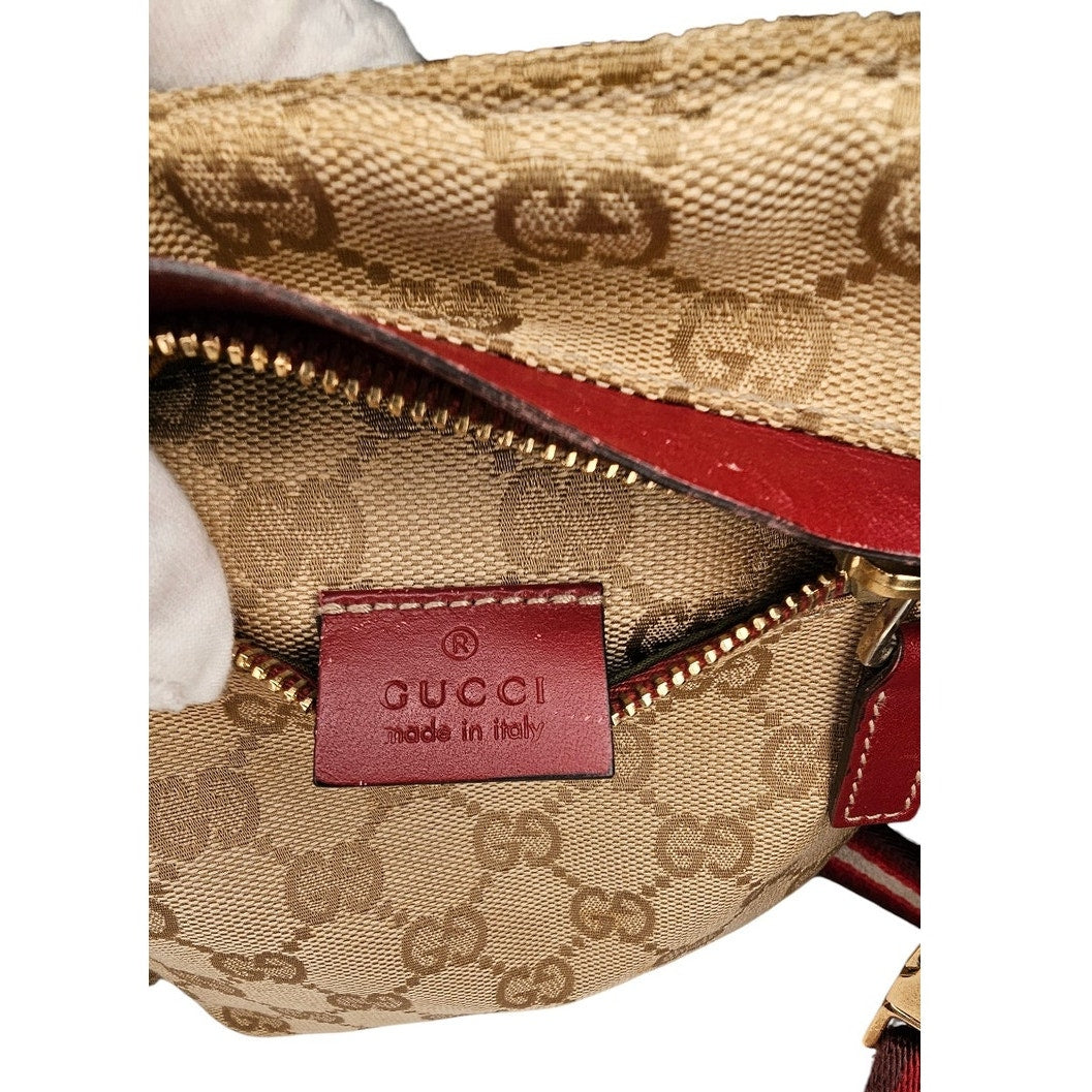 Gucci Pre-Owned GG Canvas & Leather Double Pocket Belt Bag