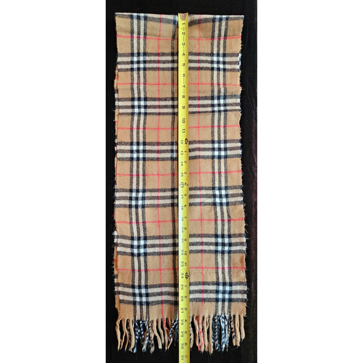 BURBERRYs of London 100% Lambswool BEIGE Scarf Shawl Nova Check Vintage Made In England