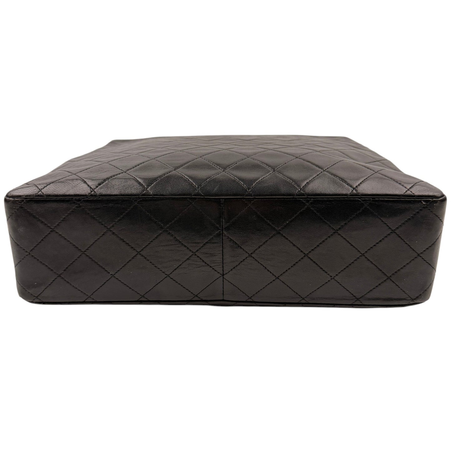 Chanel Vintage Black Quilted Trapezoid Flap Shoulder Bag with Wallet