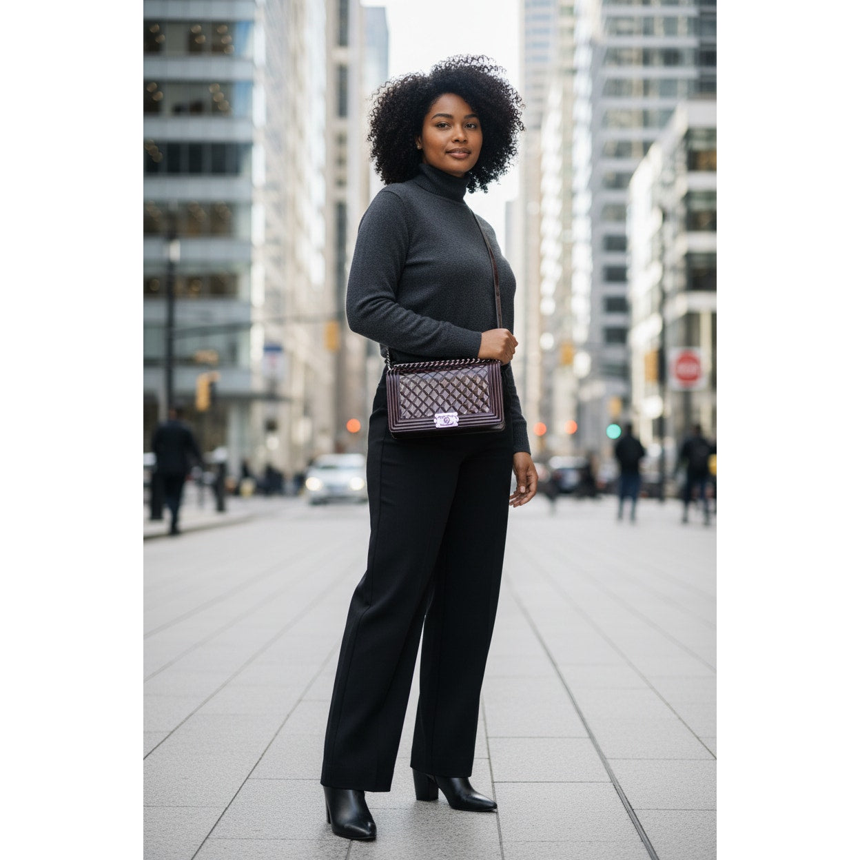 Chanel Boy New Medium Flap Bag in a Brown Patent Leather with Silver-Tone Hardware