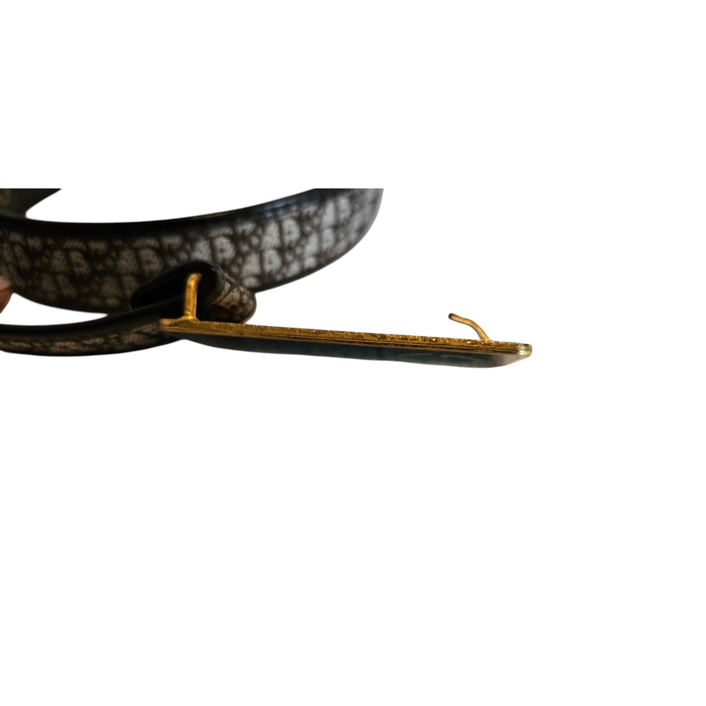 Christian Dior Vintage Women's Belt in Brown Leather/Canvas with a gold-tone CD buckle.