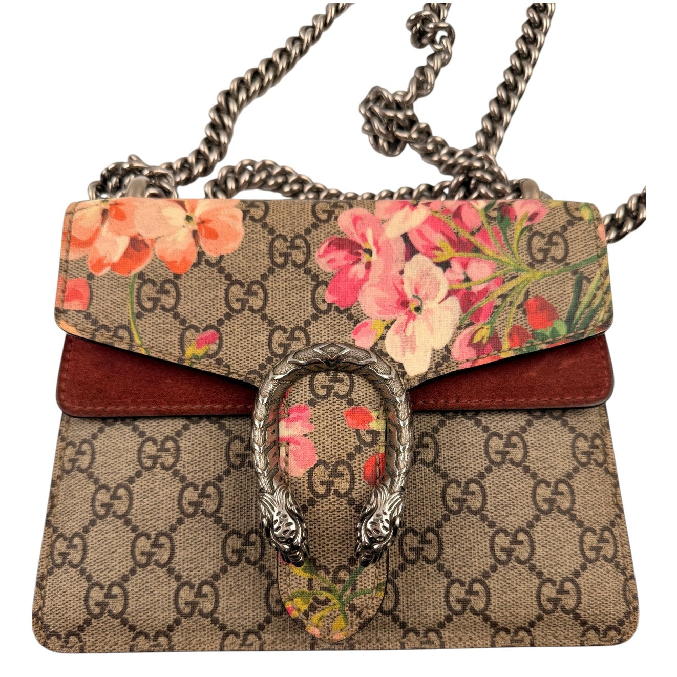 Gucci Beige/Pink GG Blooms Coated Canvas Mini Dionysus Bag