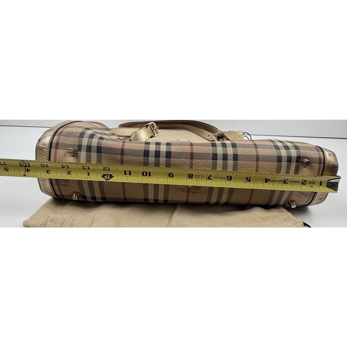 Burberry Burberry Haymarket Check Gold Coated Canvas Shoulder Bag