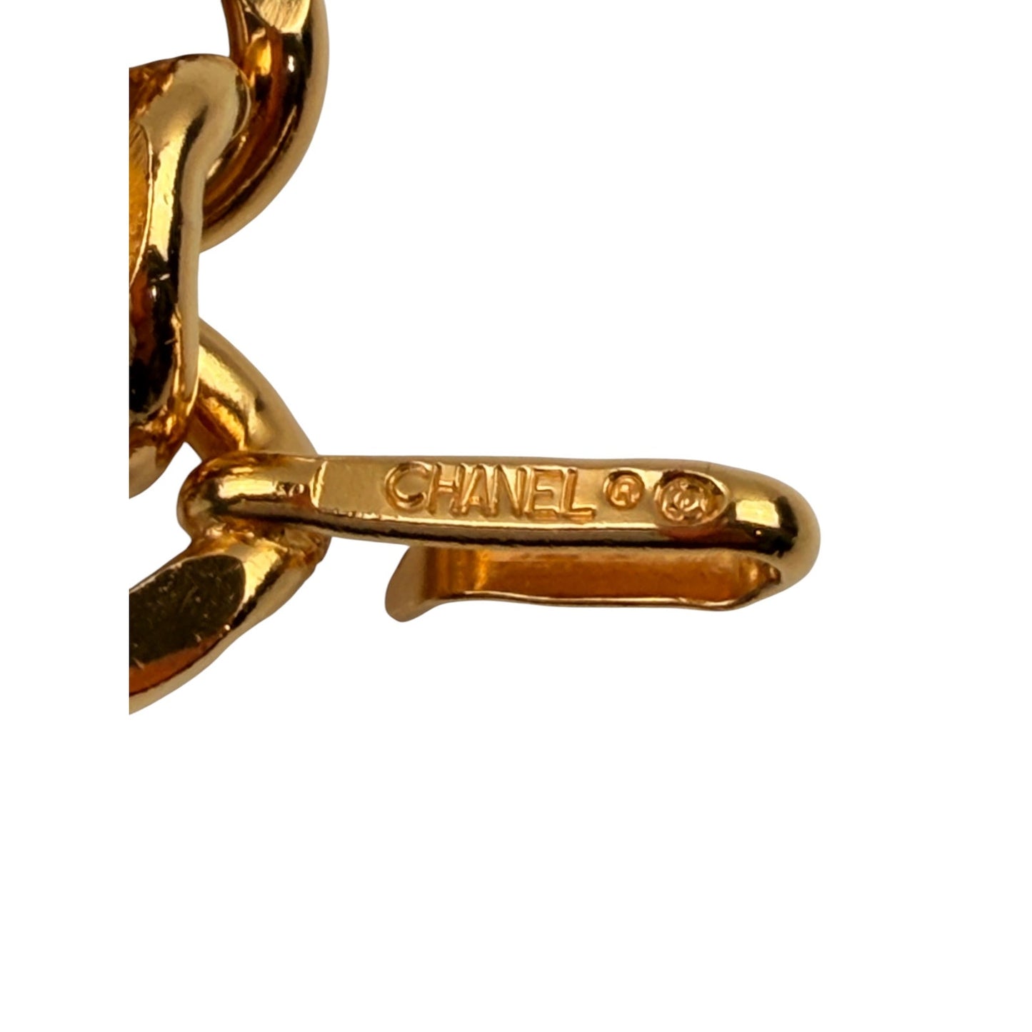 CHANEL Logo ID 24K Gold Plated Chain Belt Necklace Vintage
