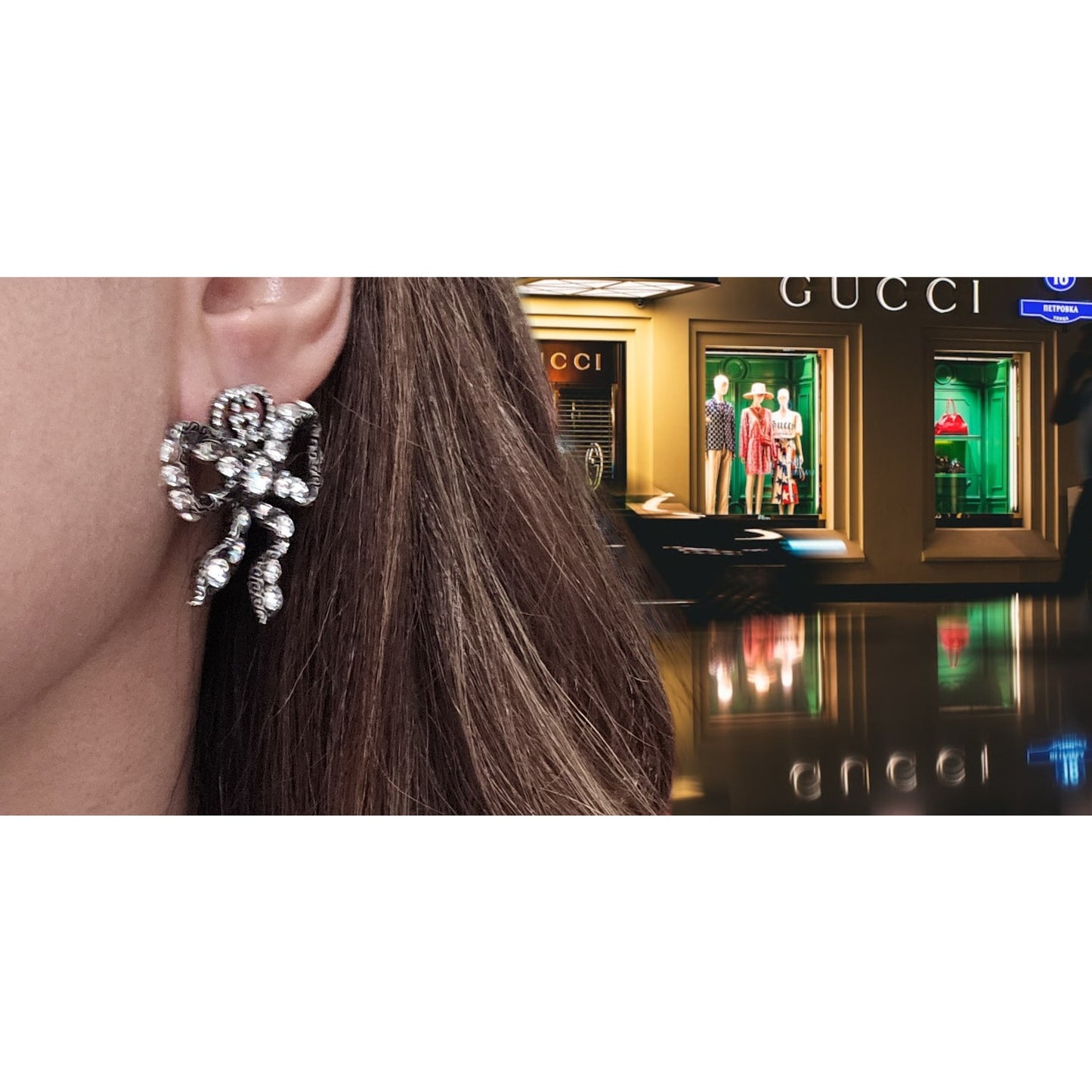 Gucci Silver Crystal Bow Earring