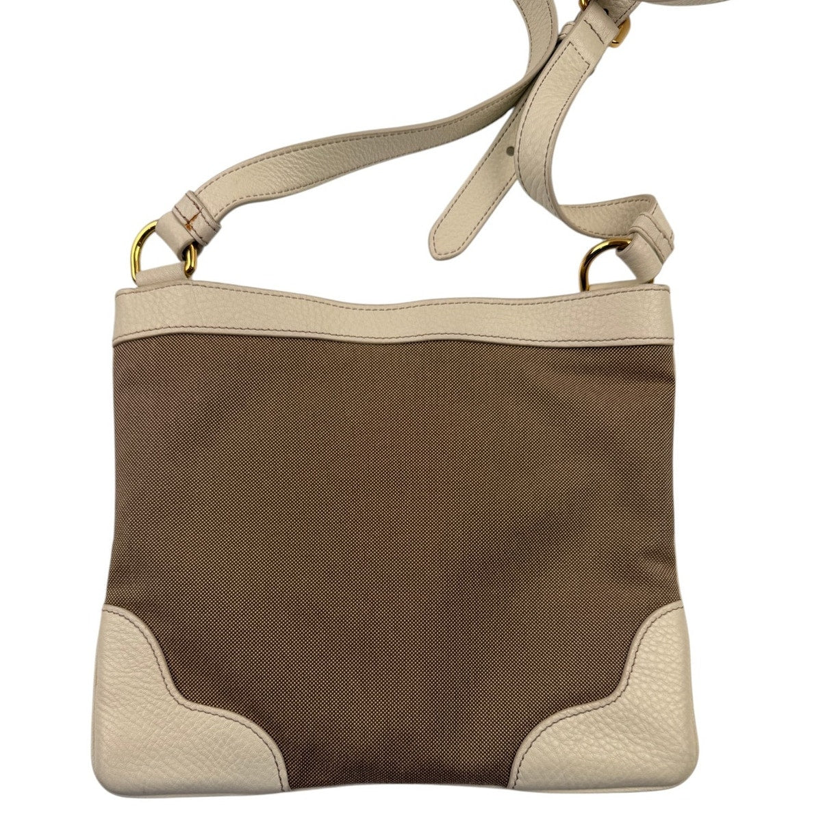 PRADA Canapa Leather Jacquard Crossbody Bag Beige White